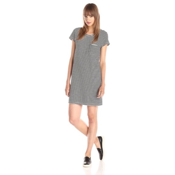 Joie Courtina Shift Dress Medium Striped Black - Picture 1 of 15
